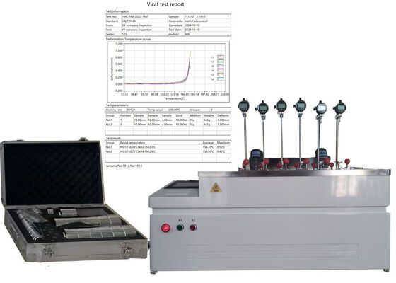 HDT VICAT Testing Machine with advanced temperature control system ensuring uniform heating during polymer testing process